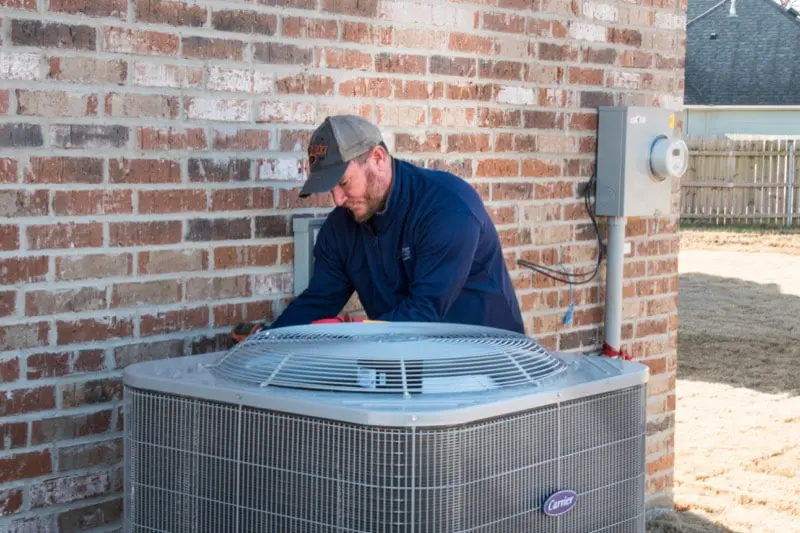 Working on air conditioner